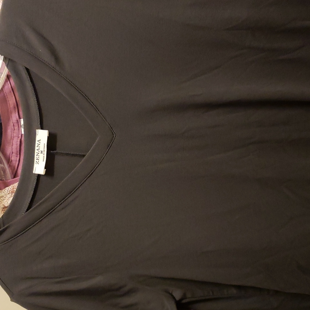 Zenana gray short sleeve shirt, v neck